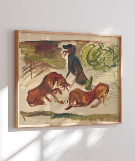 Dogs in a landscape by Arnold Peter Weisz